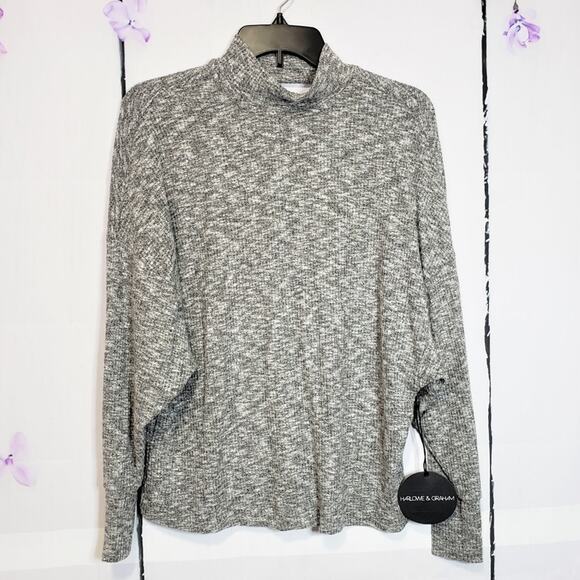 Harlowe & Graham Sweaters - Harlowe & Graham Grey Mock Open Back Knit Sweater XS